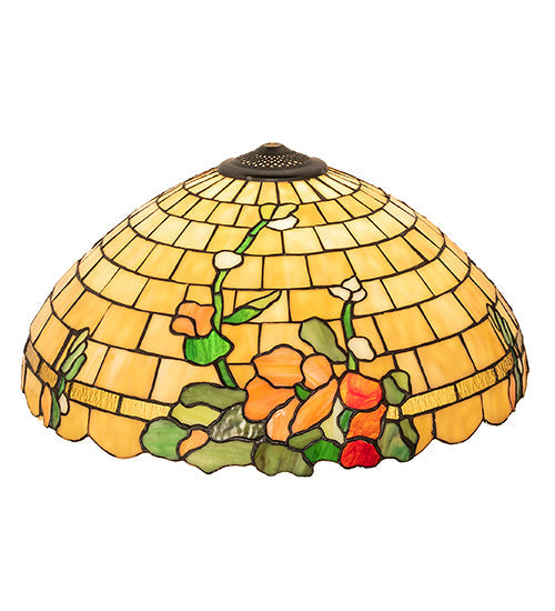 Meyda Lighting Duffner & Kimberly Hollyhock 20" Multi-Colored Stained Shade Glass