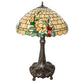 Meyda Lighting Duffner & Kimberly Hollyhock 31" 3-Light Mahogany Bronze Table Lamp With Multi-Colored Stained Shade Glass