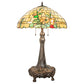 Meyda Lighting Duffner & Kimberly Hollyhock 31" 3-Light Mahogany Bronze Table Lamp With Multi-Colored Stained Shade Glass