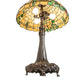 Meyda Lighting Duffner & Kimberly Hollyhock 31" 3-Light Mahogany Bronze Table Lamp With Multi-Colored Stained Shade Glass