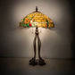 Meyda Lighting Duffner & Kimberly Hollyhock 33" 2-Light Mahogany Bronze Table Lamp With Multi-Colored Stained Shade Glass