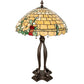 Meyda Lighting Duffner & Kimberly Hollyhock 33" 2-Light Mahogany Bronze Table Lamp With Multi-Colored Stained Shade Glass