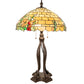 Meyda Lighting Duffner & Kimberly Hollyhock 33" 2-Light Mahogany Bronze Table Lamp With Multi-Colored Stained Shade Glass