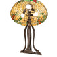 Meyda Lighting Duffner & Kimberly Hollyhock 33" 2-Light Mahogany Bronze Table Lamp With Multi-Colored Stained Shade Glass
