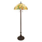 Meyda Lighting Duffner & Kimberly Hollyhock 62" 3-Light Mahogany Bronze Floor Lamp With Multi-Colored Stained Shade Glass