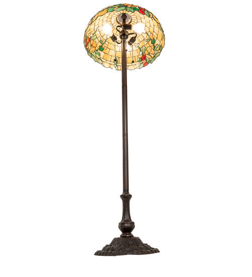 Meyda Lighting Duffner & Kimberly Hollyhock 62" 3-Light Mahogany Bronze Floor Lamp With Multi-Colored Stained Shade Glass