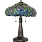 Meyda Lighting Duffner & Kimberly Laburnum 26" 2-Light Mahogany Bronze Table Lamp With Multi-Colored Stained Shade Glass
