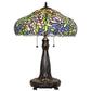Meyda Lighting Duffner & Kimberly Laburnum 26" 2-Light Mahogany Bronze Table Lamp With Multi-Colored Stained Shade Glass