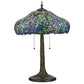 Meyda Lighting Duffner & Kimberly Laburnum 26" 3-Light Mahogany Bronze Table Lamp With Blue & Green Shade Glass