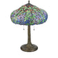 Meyda Lighting Duffner & Kimberly Laburnum 26" 3-Light Mahogany Bronze Table Lamp With Blue & Green Shade Glass