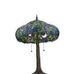 Meyda Lighting Duffner & Kimberly Laburnum 26" 3-Light Mahogany Bronze Table Lamp With Blue & Green Shade Glass