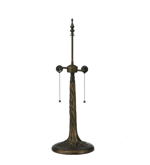 Meyda Lighting Duffner & Kimberly Laburnum 26" 3-Light Mahogany Bronze Table Lamp With Blue & Green Shade Glass
