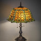 Meyda Lighting Duffner & Kimberly Shell & Diamond 21" 2-Light Mahogany Bronze Table Lamp With Amber & Green Stained Shade Glass