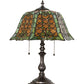 Meyda Lighting Duffner & Kimberly Shell & Diamond 21" 2-Light Mahogany Bronze Table Lamp With Amber & Green Stained Shade Glass