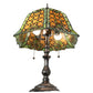 Meyda Lighting Duffner & Kimberly Shell & Diamond 21" 2-Light Mahogany Bronze Table Lamp With Amber & Green Stained Shade Glass
