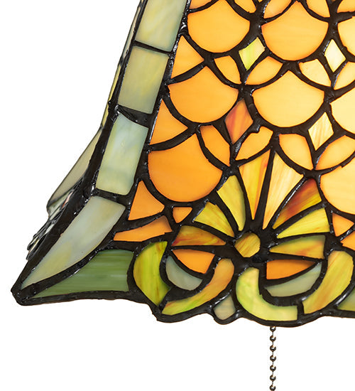 Meyda Lighting Duffner & Kimberly Shell & Diamond 21" 2-Light Mahogany Bronze Table Lamp With Amber & Green Stained Shade Glass