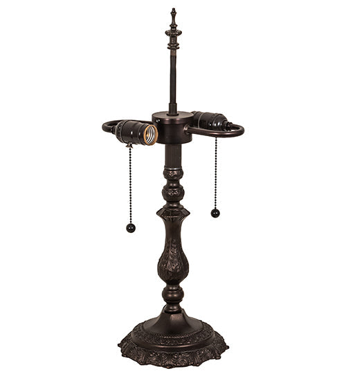 Meyda Lighting Duffner & Kimberly Shell & Diamond 21" 2-Light Mahogany Bronze Table Lamp With Amber & Green Stained Shade Glass