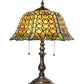 Meyda Lighting Duffner & Kimberly Shell & Diamond 21" 2-Light Mahogany Bronze Table Lamp With Amber & Green Stained Shade Glass