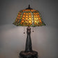 Meyda Lighting Duffner & Kimberly Shell & Diamond 26" 2-Light Mahogany Bronze Table Lamp With Amber & Green Shade Glass