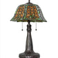 Meyda Lighting Duffner & Kimberly Shell & Diamond 26" 2-Light Mahogany Bronze Table Lamp With Amber & Green Shade Glass