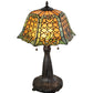 Meyda Lighting Duffner & Kimberly Shell & Diamond 26" 2-Light Mahogany Bronze Table Lamp With Amber & Green Shade Glass