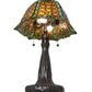 Meyda Lighting Duffner & Kimberly Shell & Diamond 26" 2-Light Mahogany Bronze Table Lamp With Amber & Green Shade Glass