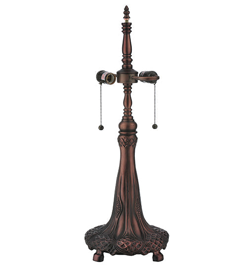 Meyda Lighting Duffner & Kimberly Shell & Diamond 26" 2-Light Mahogany Bronze Table Lamp With Amber & Green Shade Glass