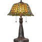 Meyda Lighting Duffner & Kimberly Shell & Diamond 26" 2-Light Mahogany Bronze Table Lamp With Amber & Green Shade Glass