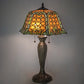 Meyda Lighting Duffner & Kimberly Shell & Diamond 264846 26" 2-Light Mahogany Bronze Table Lamp With Amber & Green Stained Shade Glass