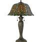 Meyda Lighting Duffner & Kimberly Shell & Diamond 264846 26" 2-Light Mahogany Bronze Table Lamp With Amber & Green Stained Shade Glass