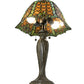 Meyda Lighting Duffner & Kimberly Shell & Diamond 264846 26" 2-Light Mahogany Bronze Table Lamp With Amber & Green Stained Shade Glass