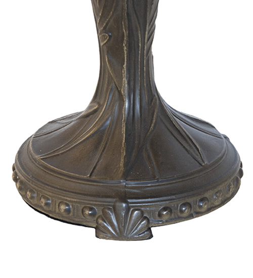 Meyda Lighting Duffner & Kimberly Shell & Diamond 264846 26" 2-Light Mahogany Bronze Table Lamp With Amber & Green Stained Shade Glass