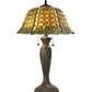 Meyda Lighting Duffner & Kimberly Shell & Diamond 264846 26" 2-Light Mahogany Bronze Table Lamp With Amber & Green Stained Shade Glass