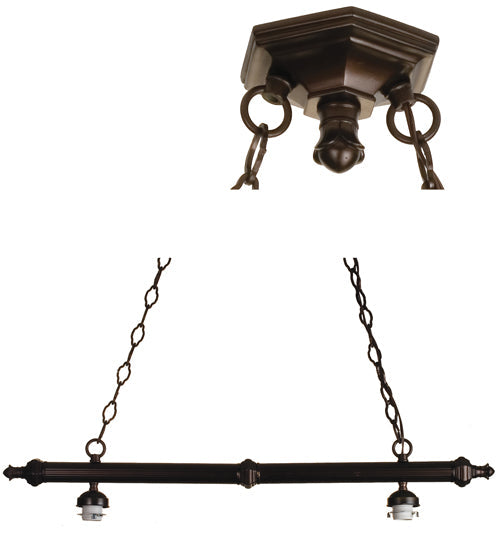 Meyda Lighting Duffner & Kimberly Shell & Diamond 39" 2-Light Mahogany Bronze Island Pendant Light With Multi-Colored Shade Glass
