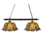 Meyda Lighting Duffner & Kimberly Shell & Diamond 39" 2-Light Mahogany Bronze Island Pendant Light With Multi-Colored Shade Glass
