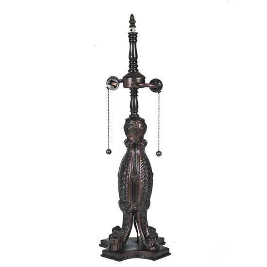 Meyda Lighting Duffner & Kimberly Viking 25" 2-Light Mahogany Bronze Table Lamp With Multi-Colored Shade Glass