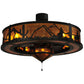 Meyda Lighting Duke 45" 11-Light Textured Black Chandelier With Amber Mica Shade Glass and Fan