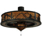 Meyda Lighting Duke 45" 11-Light Textured Black Chandelier With Amber Mica Shade Glass and Fan