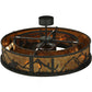 Meyda Lighting Duke 45" 11-Light Textured Black Chandelier With Amber Mica Shade Glass and Fan