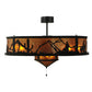 Meyda Lighting Duke 45" 11-Light Textured Black Chandelier With Amber Mica Shade Glass and Fan