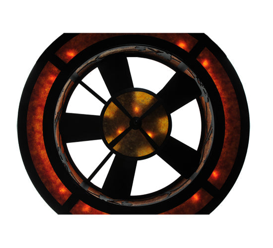 Meyda Lighting Duke 45" 11-Light Textured Black Chandelier With Amber Mica Shade Glass and Fan