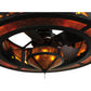 Meyda Lighting Duke 45" 11-Light Textured Black Chandelier With Amber Mica Shade Glass and Fan