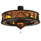 Meyda Lighting Duke 45" 11-Light Textured Black Chandelier With Amber Mica Shade Glass and Fan