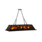 Meyda Lighting Duke 60" 9-Light Textured Black Island Pendant Light With Amber Mica Shade Glass