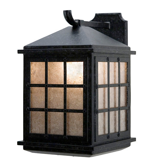 Meyda Lighting Dumas 11" Blackwash Wall Sconce With Silver Mica Shade Glass