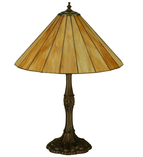 Meyda Lighting Duncan 27" Mahogany Bronze Table Lamp With Beige Shade Glass