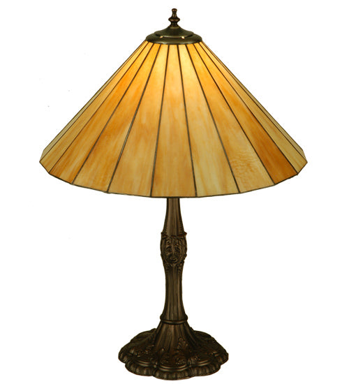 Meyda Lighting Duncan 27" Mahogany Bronze Table Lamp With Beige Shade Glass