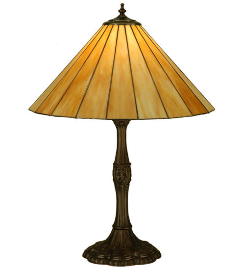 Meyda Lighting Duncan 27" Mahogany Bronze Table Lamp With Beige Shade Glass