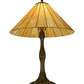 Meyda Lighting Duncan 27" Mahogany Bronze Table Lamp With Beige Shade Glass