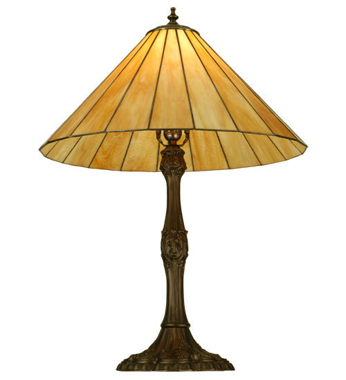 Meyda Lighting Duncan 27" Mahogany Bronze Table Lamp With Beige Shade Glass